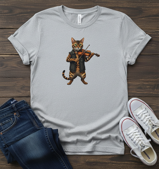 Cat Violinist T-Shirt - Funny Music Lover Gift