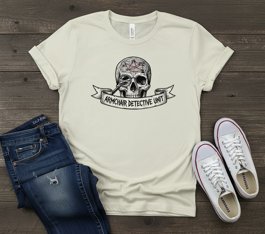 Armchair Detective Skull T-Shirt - Occult Mystery Gift