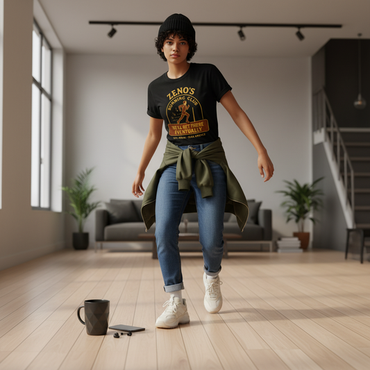 Zeno's Running Club Tee - Funny Philosophy Running Shirt