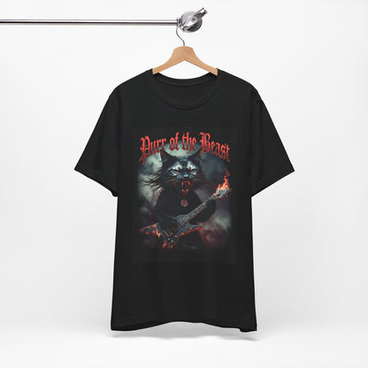Metal Cat T-Shirt - Flaming Guitar Rocker Tee