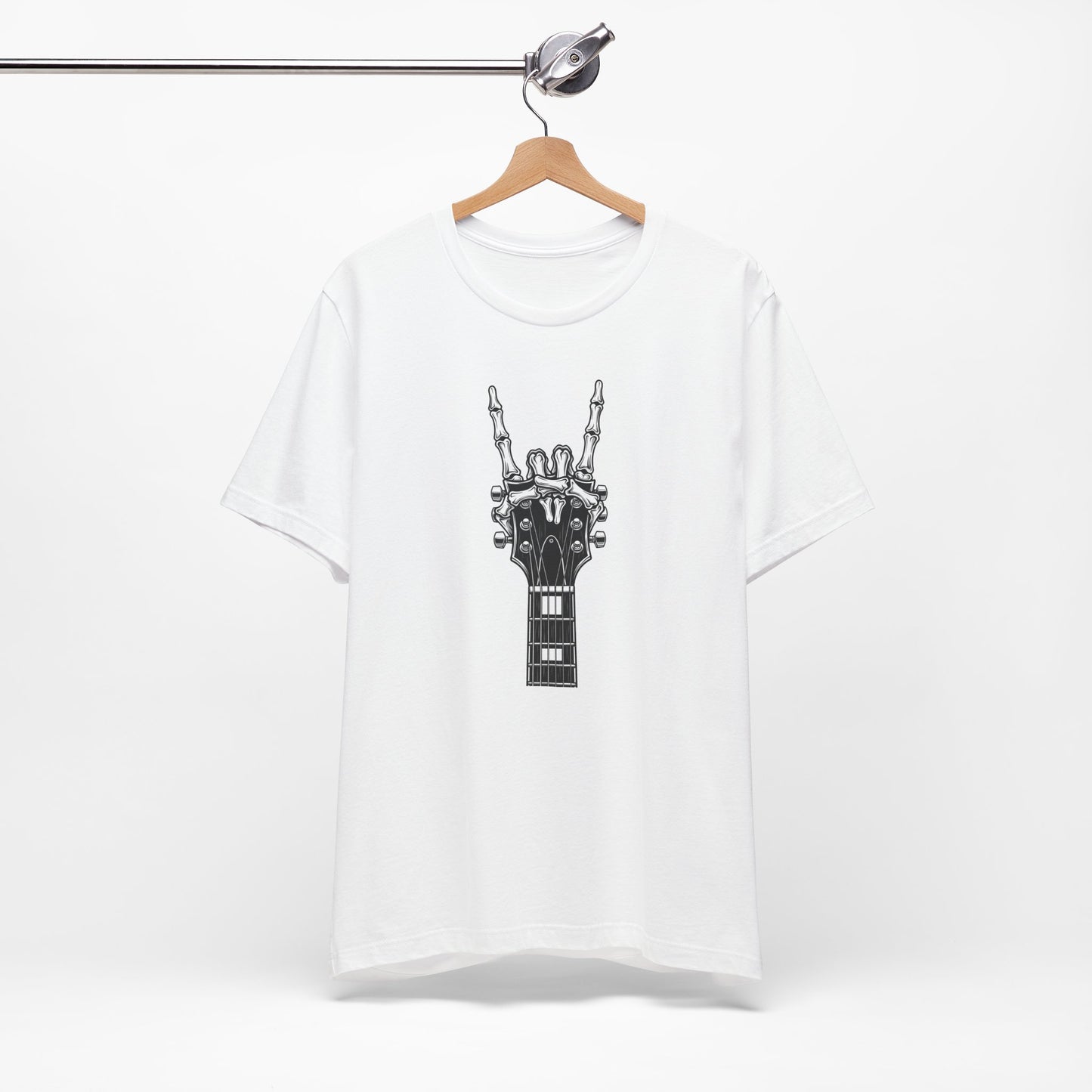Rock Guitar Headstock Tee — Hand Sign Guitar Neck Graphic T-Shirt