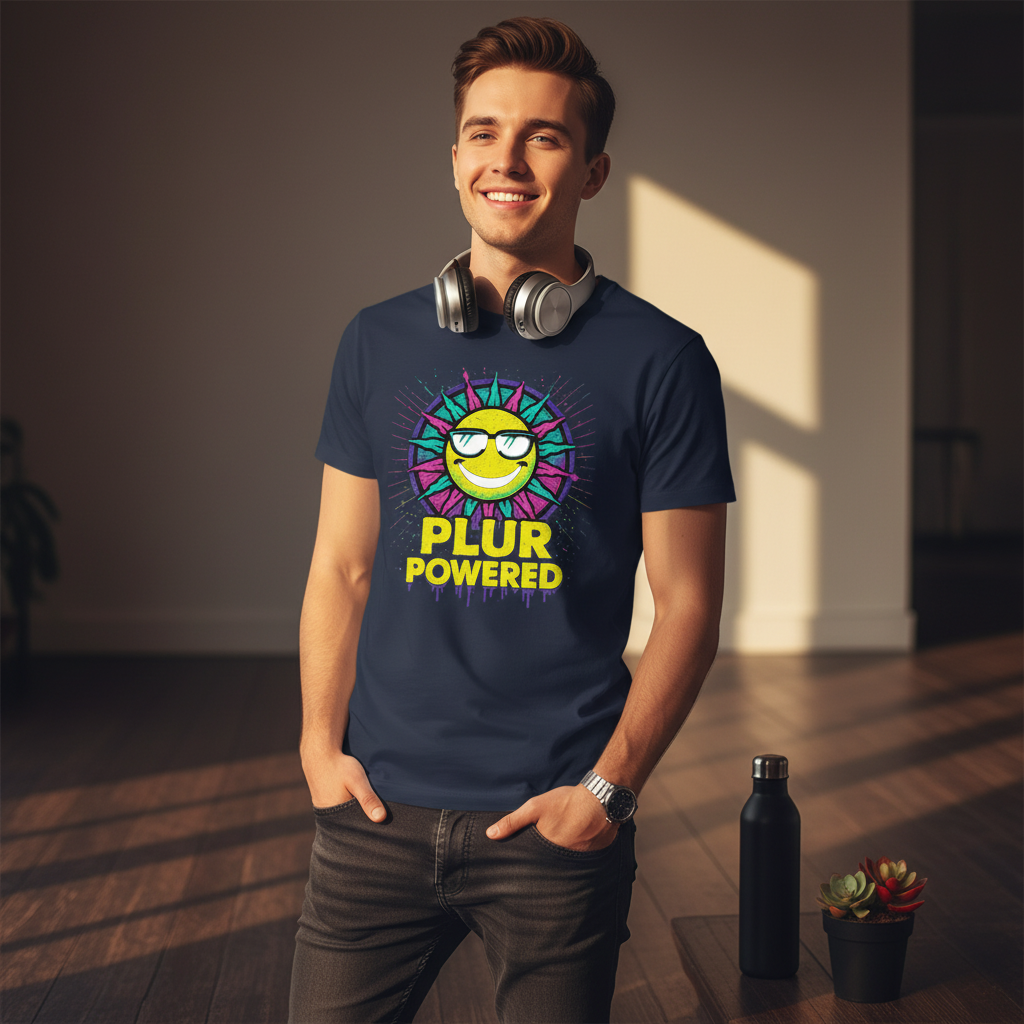 PLUR Smiley Sun Rave Tee | Music Festival Shirt