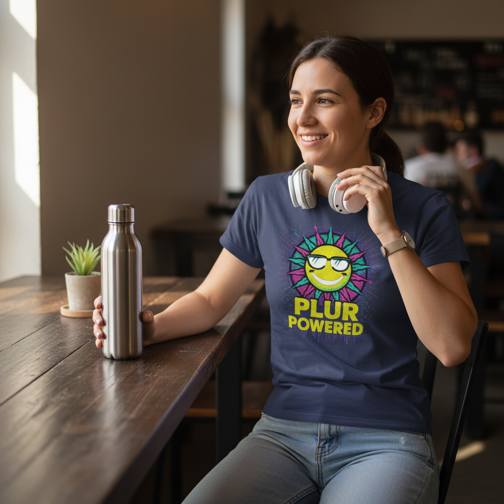 PLUR Smiley Sun Rave Tee | Music Festival Shirt