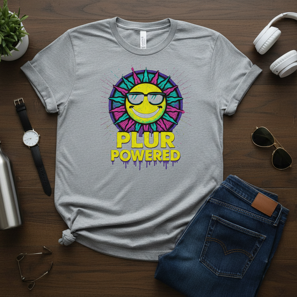 PLUR Smiley Sun Rave Tee | Music Festival Shirt