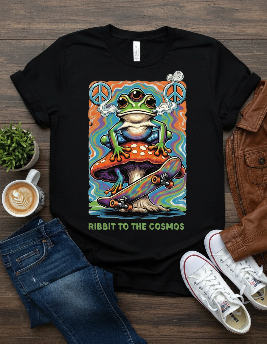 Space Frog T-Shirt - Psychedelic Retro Graphic Tee