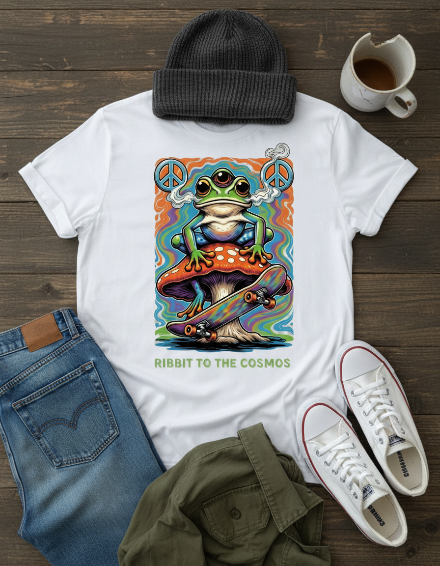 Space Frog T-Shirt - Psychedelic Retro Graphic Tee
