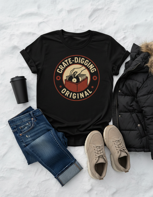 Crate Digger Tee: Vintage Vinyl Record DJ Gift