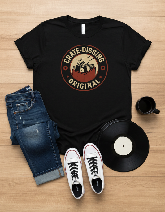Crate Digger Tee: Vintage Vinyl Record DJ Gift