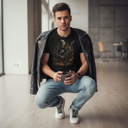 Skeleton Guitar Tee - Reaper Rocker Graphic Shirt