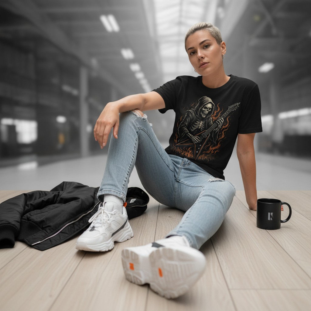 Skeleton Guitar Tee - Reaper Rocker Graphic Shirt