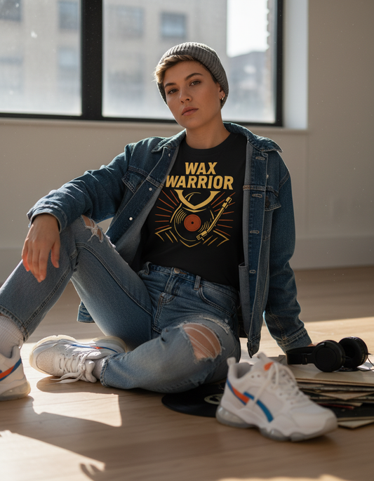 Wax Warrior DJ T-Shirt - Retro Vinyl Music Lover Tee