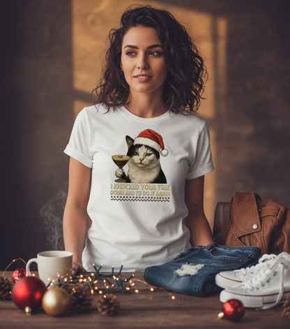 Naughty Cat Christmas T-Shirt - Funny Holiday Tee