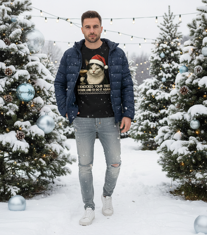 Naughty Cat Christmas T-Shirt - Funny Holiday Tee