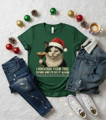 Naughty Cat Christmas T-Shirt - Funny Holiday Tee