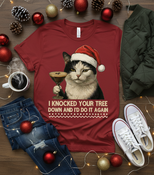 Naughty Cat Christmas T-Shirt - Funny Holiday Tee