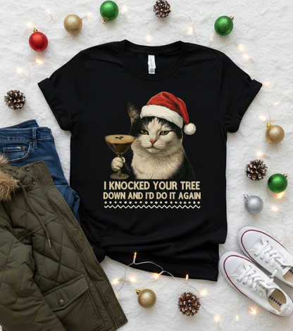 Naughty Cat Christmas T-Shirt - Funny Holiday Tee