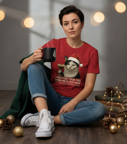 Naughty Cat Christmas T-Shirt - Funny Holiday Tee