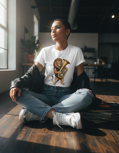 Lion Tuba Player Tee - Funny Music Lover Gift