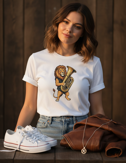 Lion Tuba Player Tee - Funny Music Lover Gift