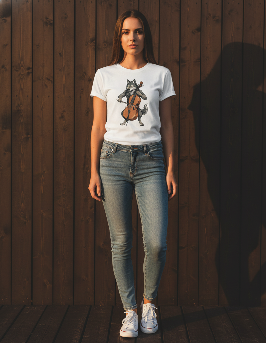 Wolf Cello T-Shirt - Funny Musician Gift Tee