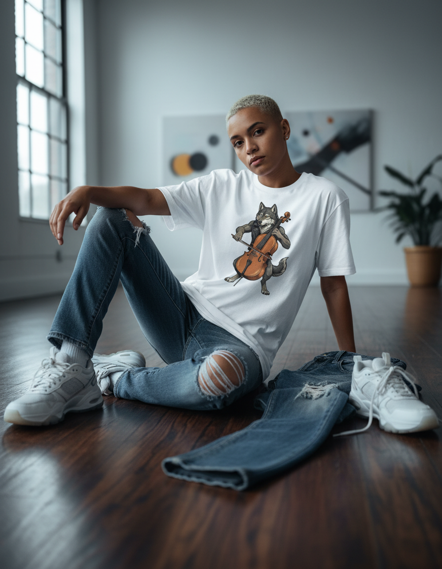 Wolf Cello T-Shirt - Funny Musician Gift Tee