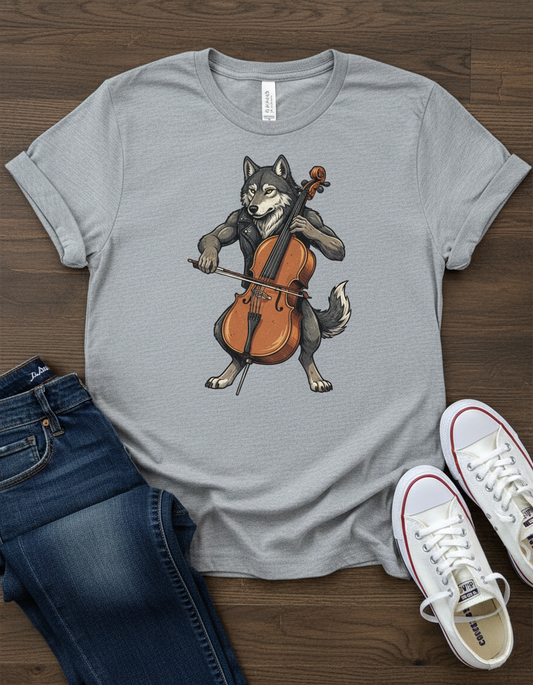 Wolf Cello T-Shirt - Funny Musician Gift Tee