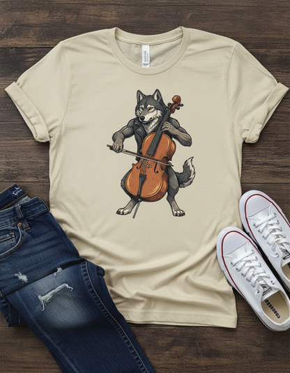 Wolf Cello T-Shirt - Funny Musician Gift Tee