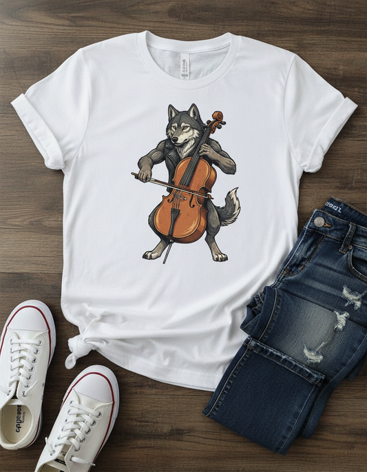Wolf Cello T-Shirt - Funny Musician Gift Tee
