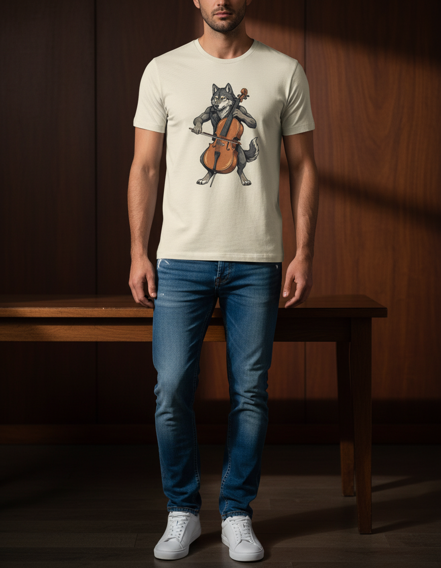 Wolf Cello T-Shirt - Funny Musician Gift Tee