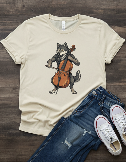 Wolf Cello T-Shirt - Funny Musician Gift Tee