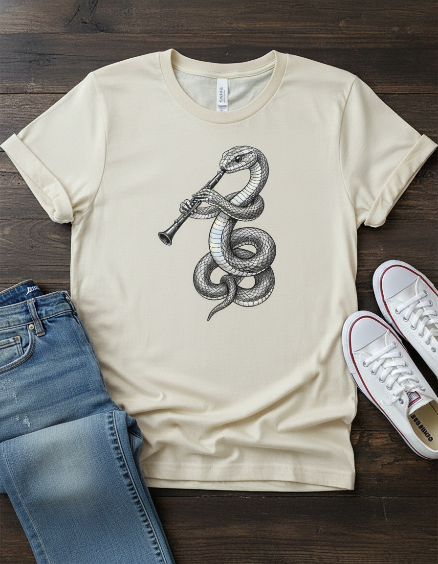 Snake Flute Tee - Dark Academia Graphic T-Shirt