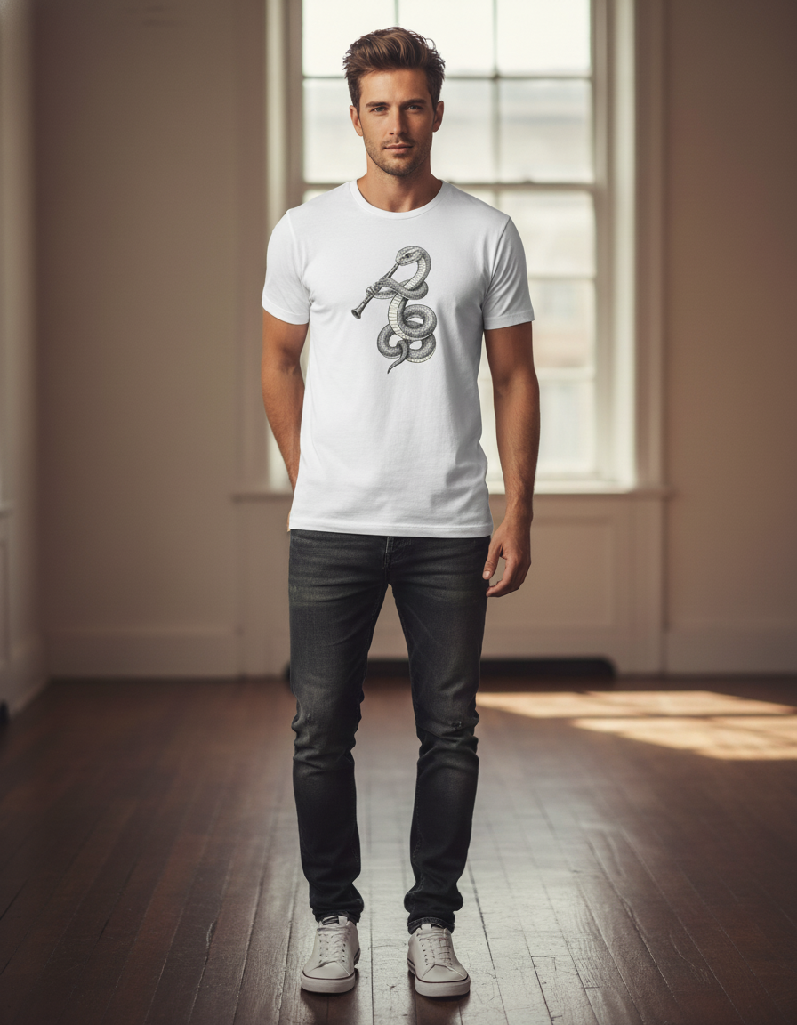 Snake Flute Tee - Dark Academia Graphic T-Shirt