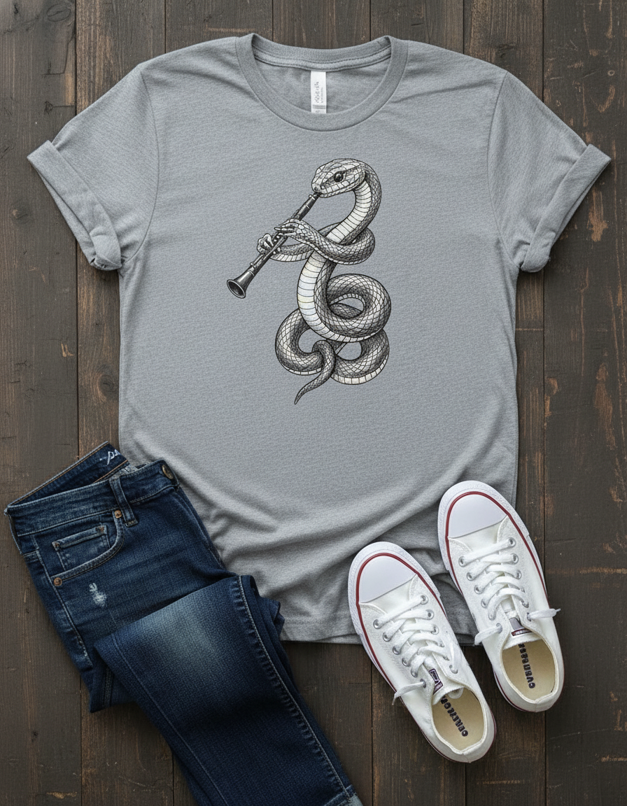 Snake Flute Tee - Dark Academia Graphic T-Shirt