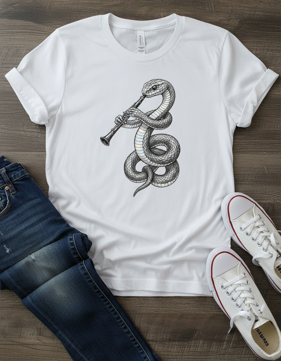Snake Flute Tee - Dark Academia Graphic T-Shirt
