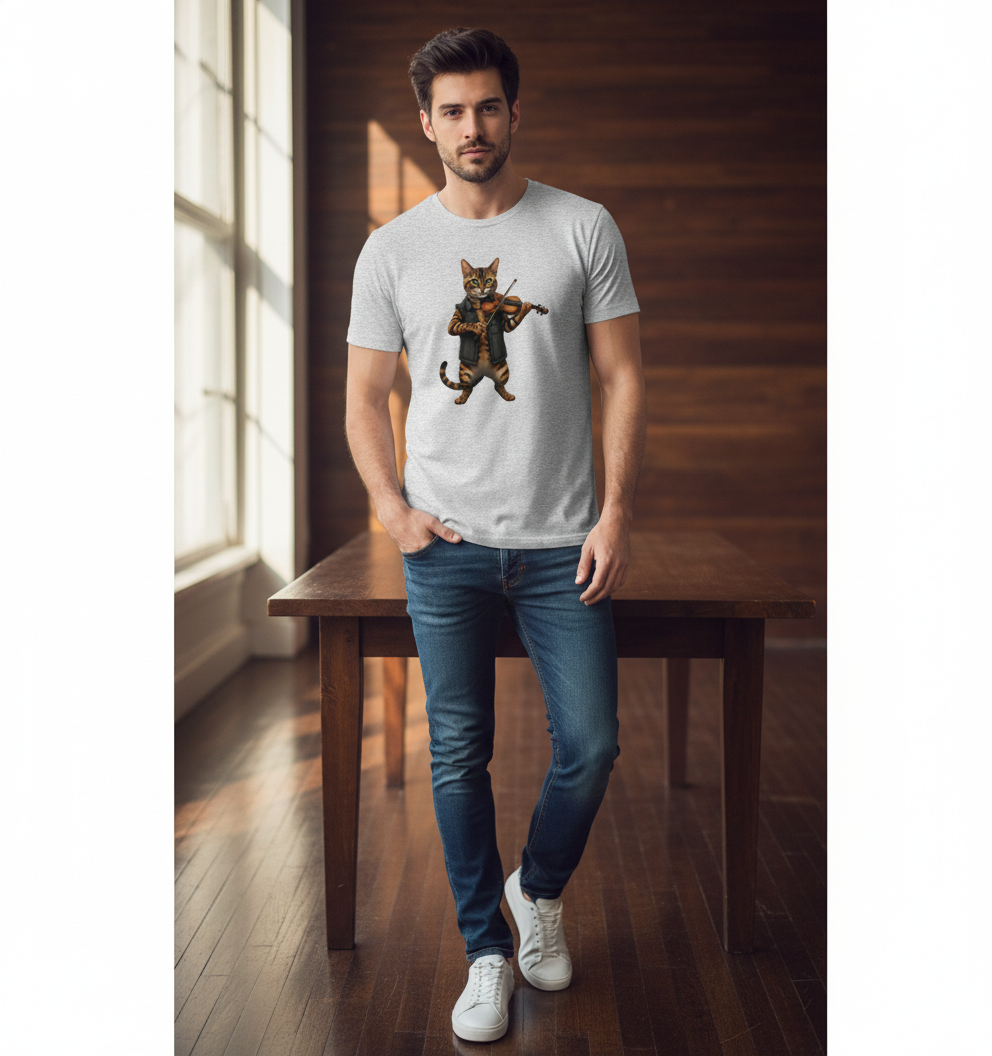 Cat Violinist Tee - Funny Music Lover Cat T-Shirt