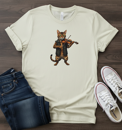 Cat Violinist Tee - Funny Music Lover Cat T-Shirt
