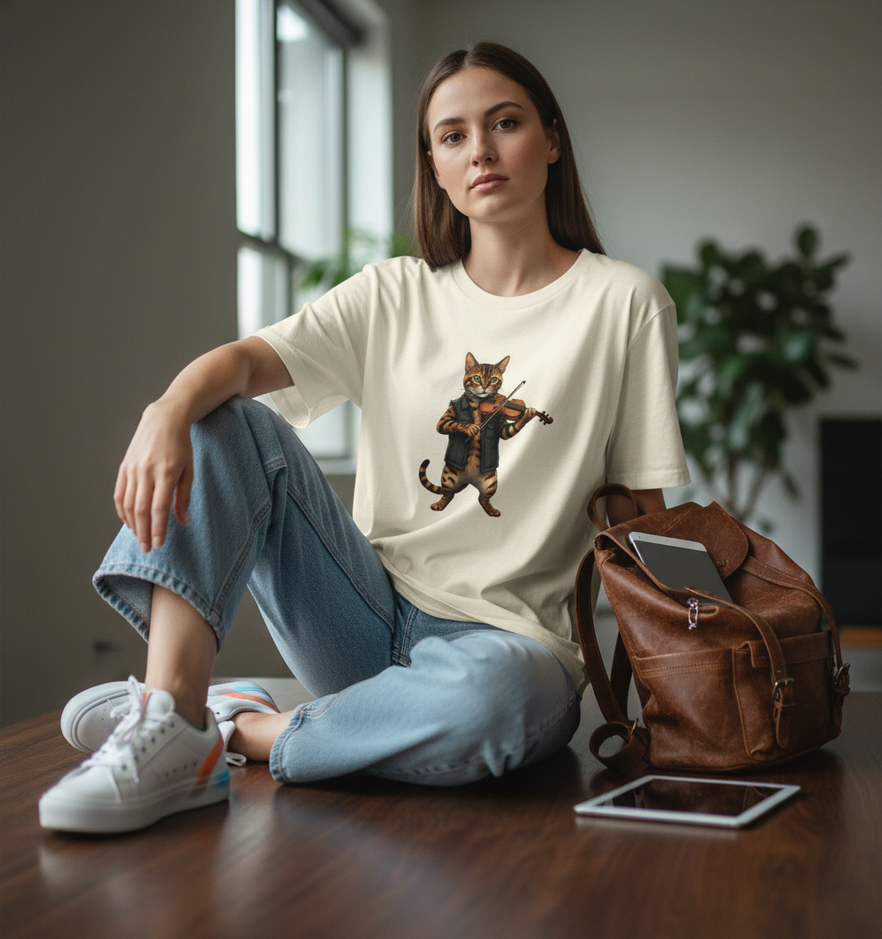 Cat Violinist Tee - Funny Music Lover Cat T-Shirt