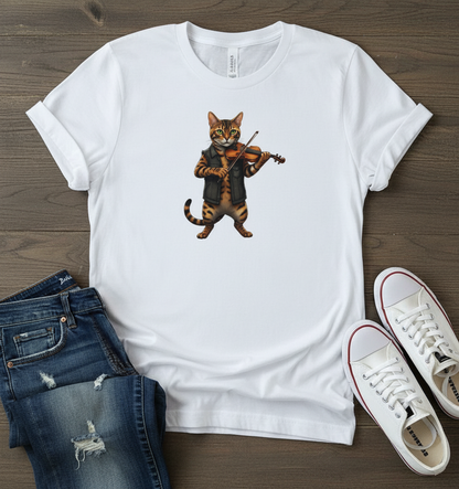 Cat Violinist Tee - Funny Music Lover Cat T-Shirt
