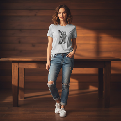 Owl Harpist T-Shirt - Vintage Music Lover Tee
