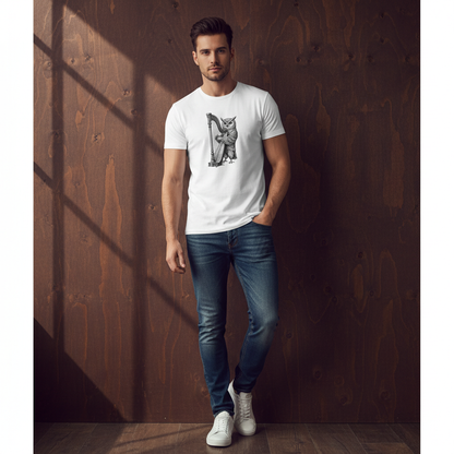 Owl Harpist T-Shirt - Vintage Music Lover Tee