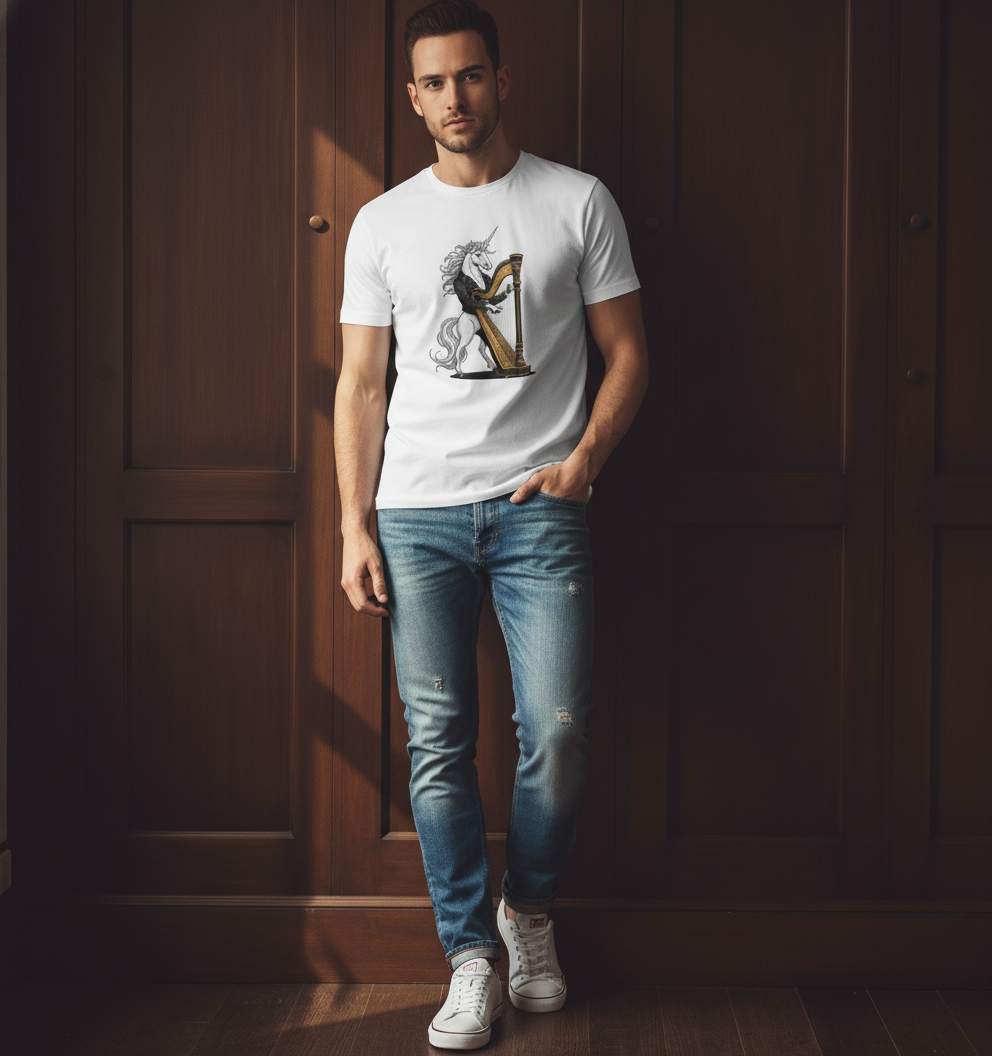 Unicorn Harp T-Shirt - Mythical Music Lover Gift