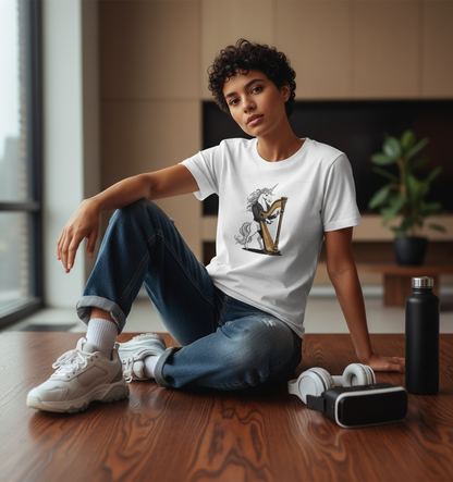 Unicorn Harp T-Shirt - Mythical Music Lover Gift