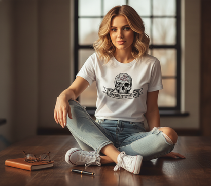 Armchair Detective Skull T-Shirt - Occult Mystery Gift