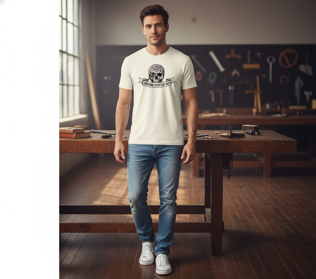 Armchair Detective Skull T-Shirt - Occult Mystery Gift