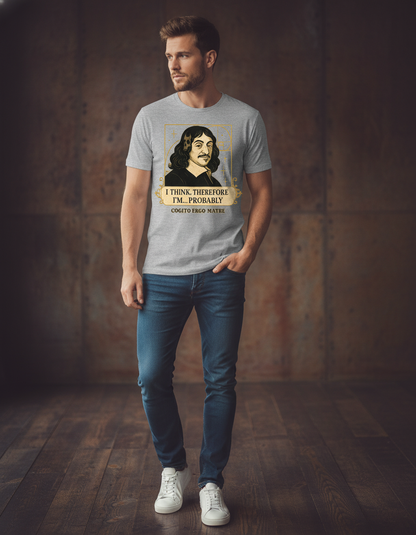 Funny Philosopher T-Shirt - Descartes 'I Think' Graphic Tee