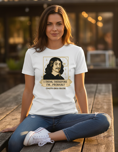 Funny Philosopher T-Shirt - Descartes 'I Think' Graphic Tee