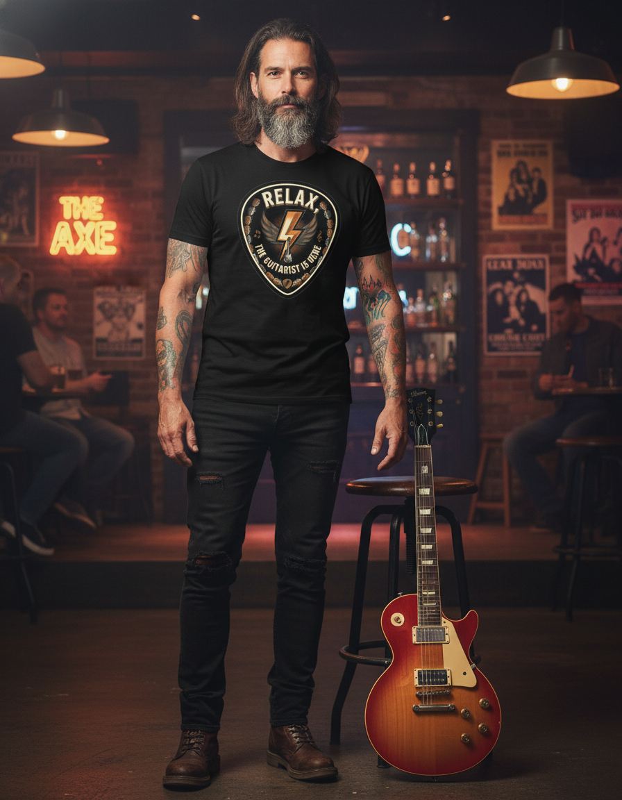 Relax Guitarist T-Shirt - Vintage Rock Music Gift Tee