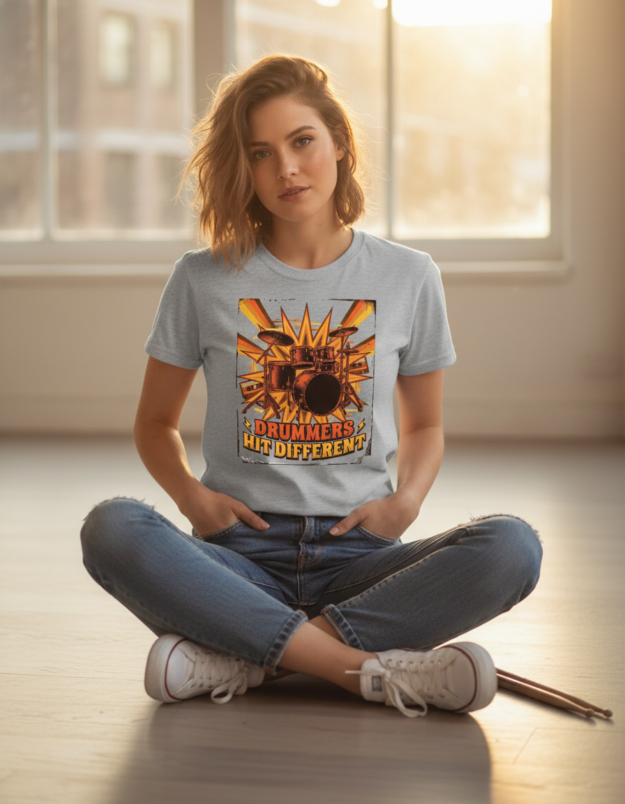 Drummers Hit Different Retro Drum Set T-Shirt - Musician Gift