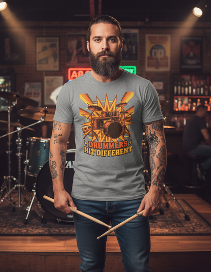 Drummers Hit Different Retro Drum Set T-Shirt - Musician Gift