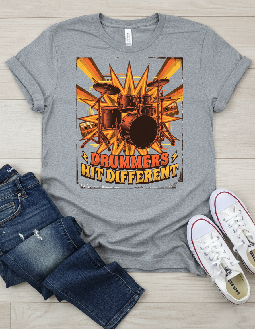 Drummers Hit Different Retro Drum Set T-Shirt - Musician Gift